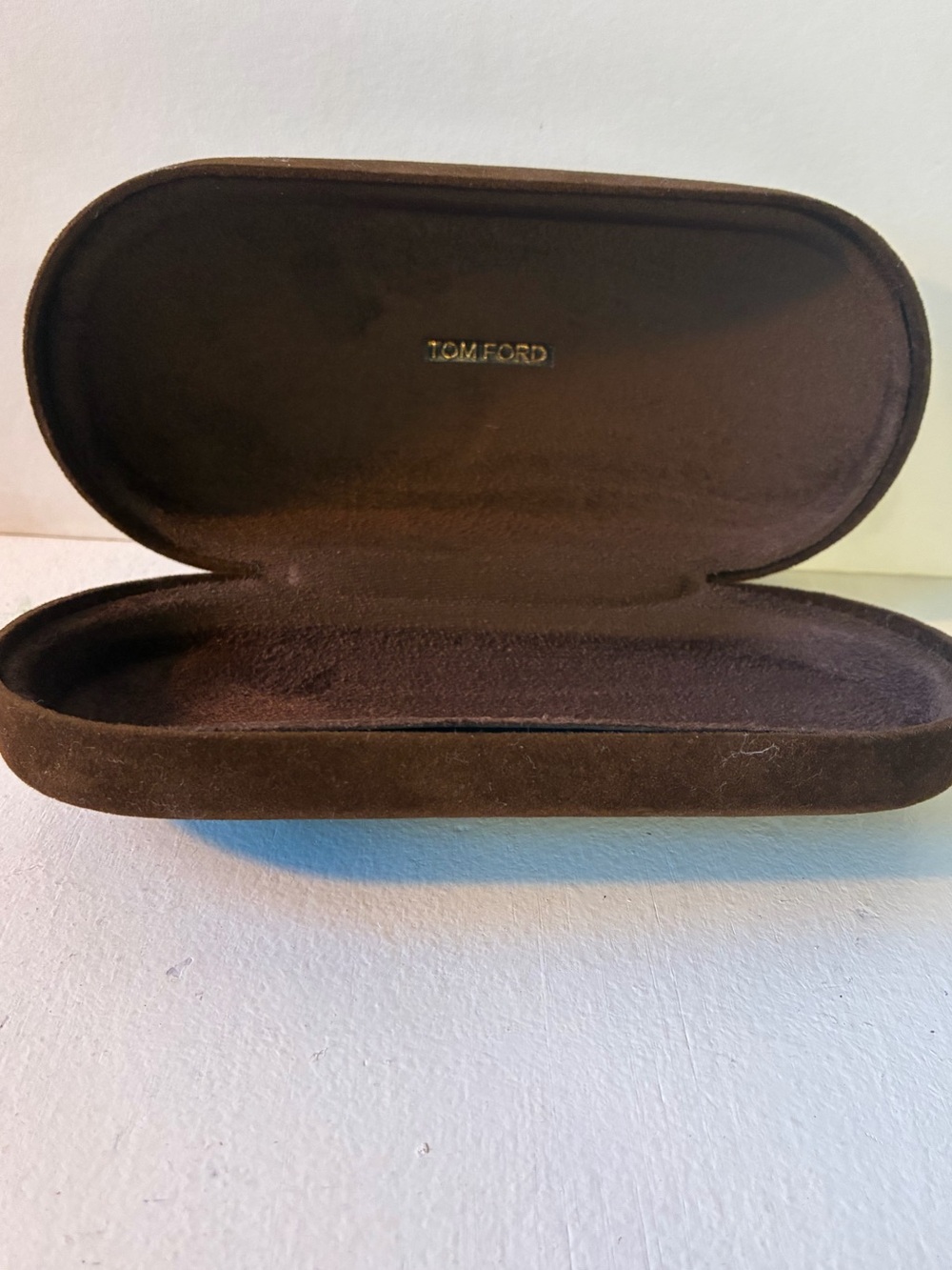 Tom Ford Dark Brown Suede Large Eyewear Case